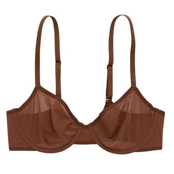 Aerie Smoothez Mesh Unlined Underwire Balconette Coverage Bra Brown Size 32C NWT - Picture 1 of 2